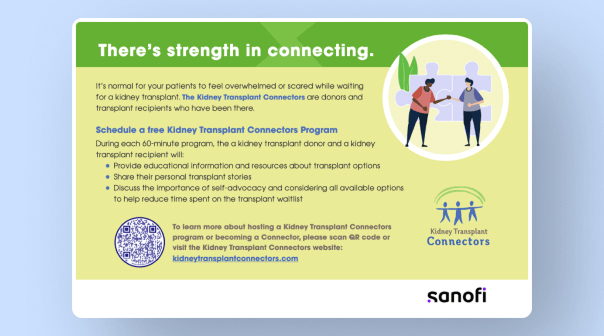 Thumbnail of a Kidney transplant connectors informational brochure - English and Spanish.