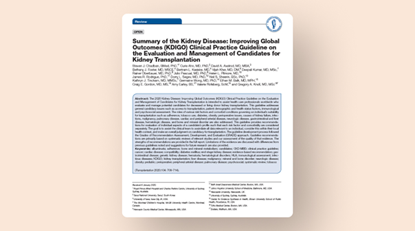 Thumbnail of a KDIGO Transplant Candidate Guidelines Executive Summary - Final.