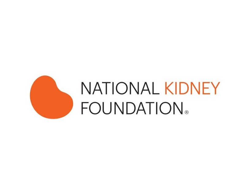 Logo of the National Kidney Foundation. An orange kidney shape is to the left of the words "National Kidney Foundation," with "Kidney" in orange and the other words in black.