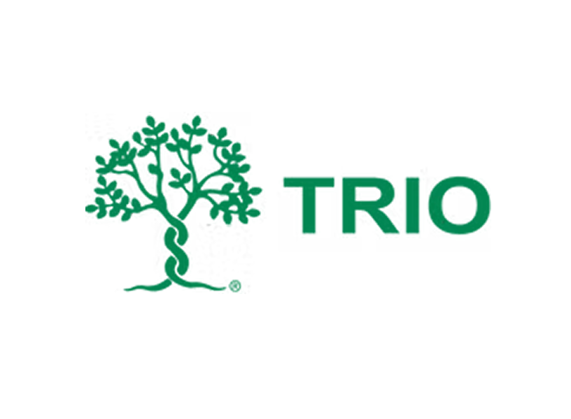 Logo of TRIO®. A stylized green tree with an intertwining trunk is to the left of the word "TRIO" in bold green text.